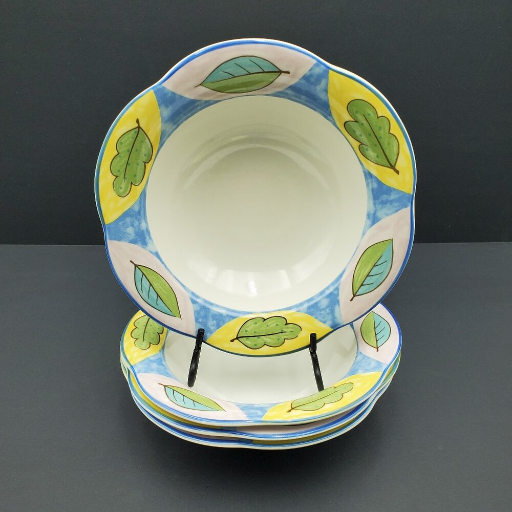 Mikasa Natures Medley Rim Soup Bowls MIkasa Country Charm Pastel Band Bowls